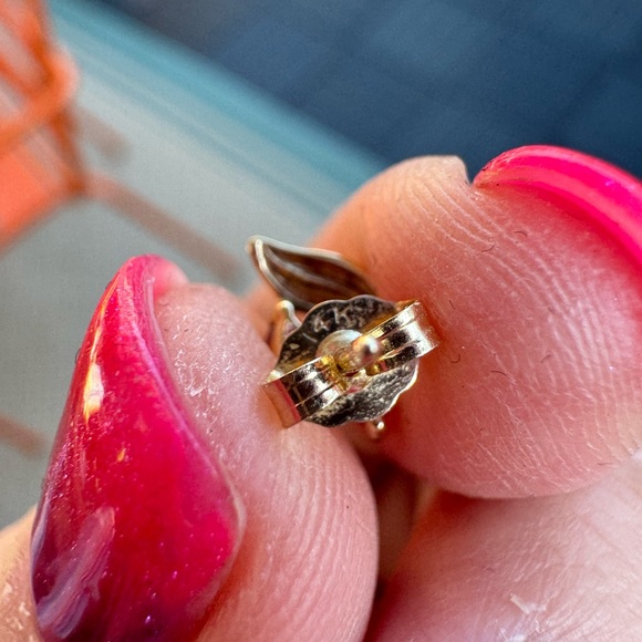 14k Yellow Gold Ruby Stud Earrings - Picture 2 of 6